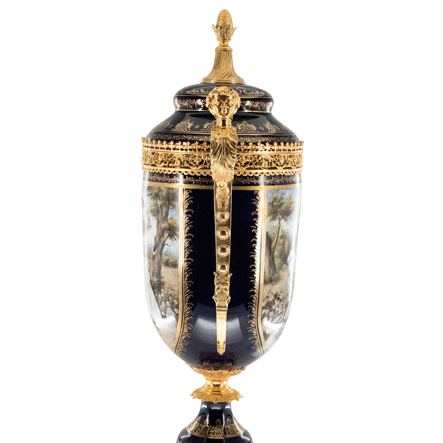 Hand-Painted Potpourri Porcelain And Bronze Urn