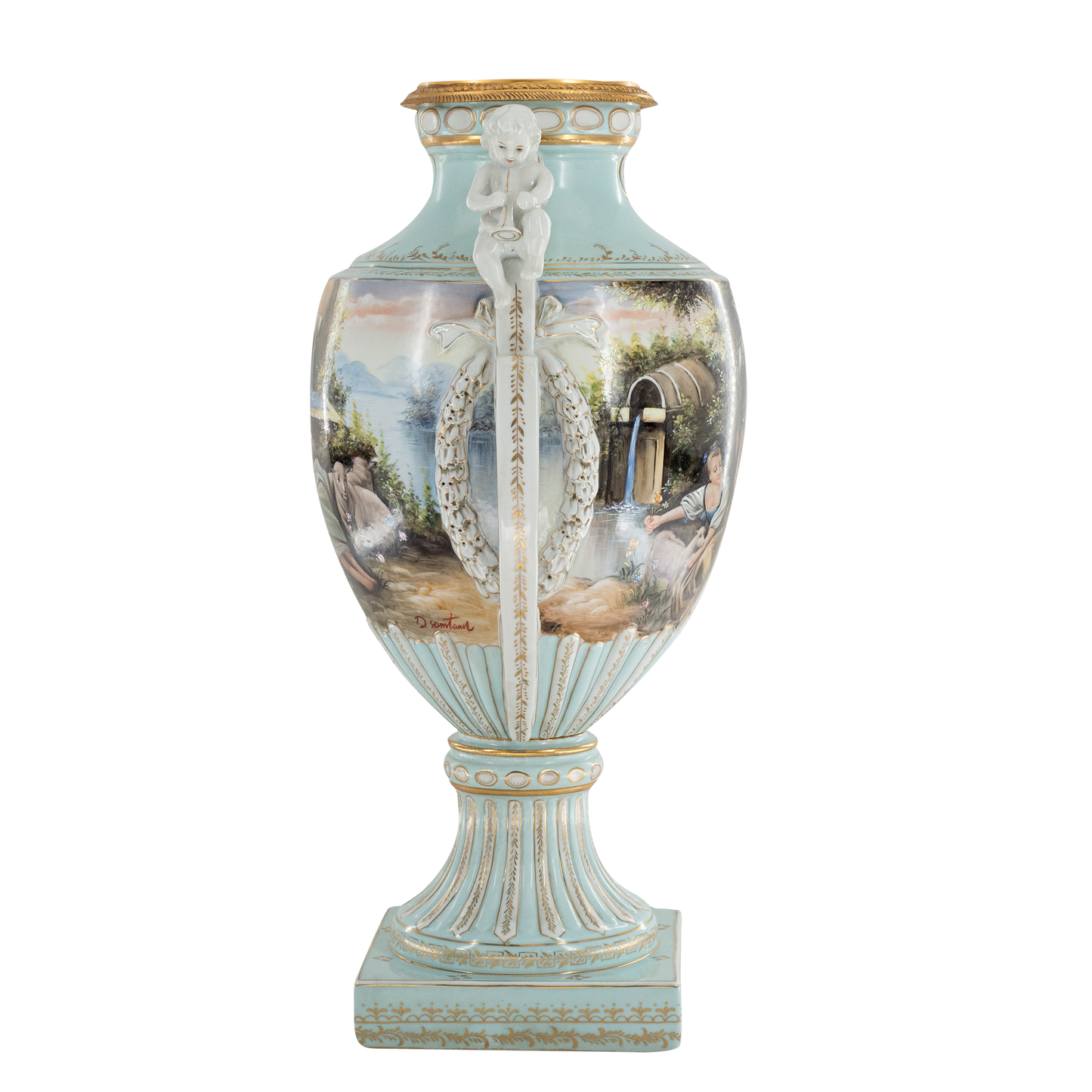 Gorgeous Hand-Painted Louis XV Style Porcelain Vase