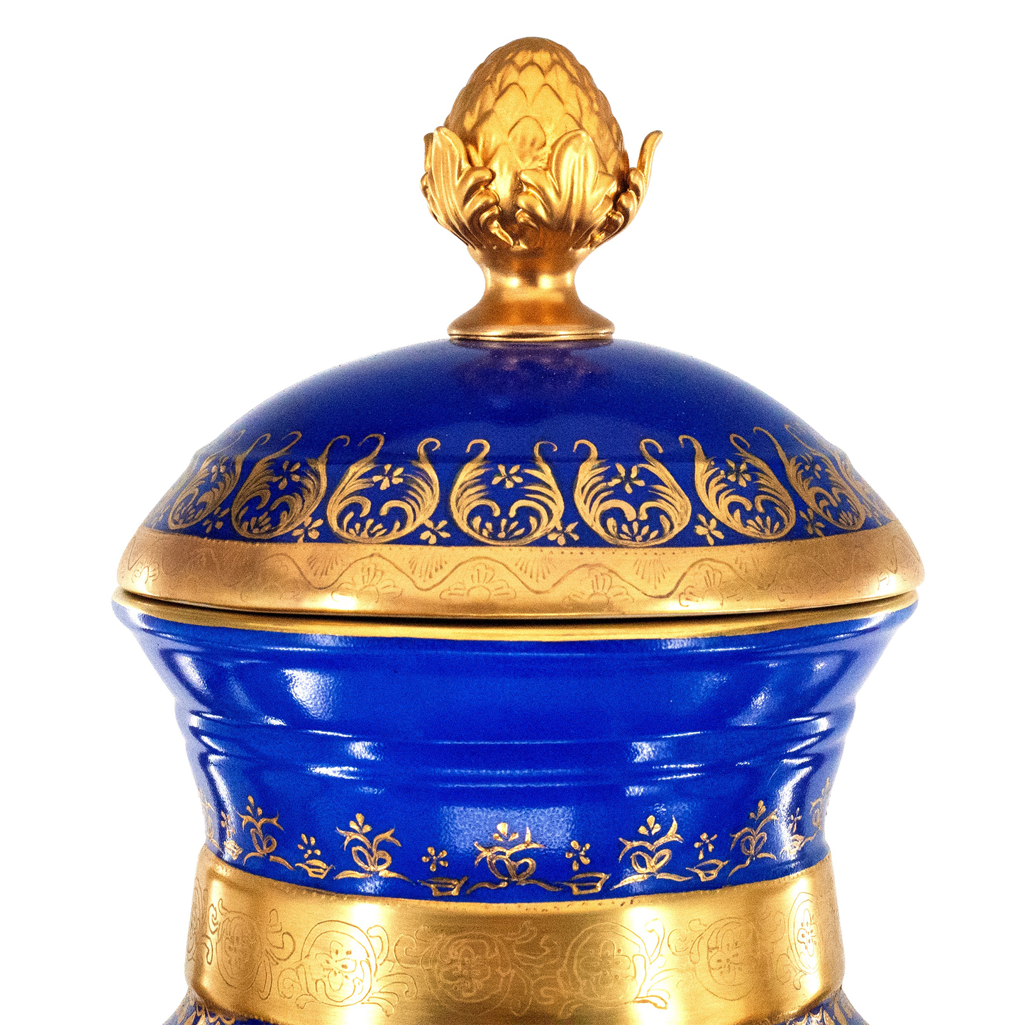 Magnífico Jarrón De Porcelana Y Bronce Pintado A Mano