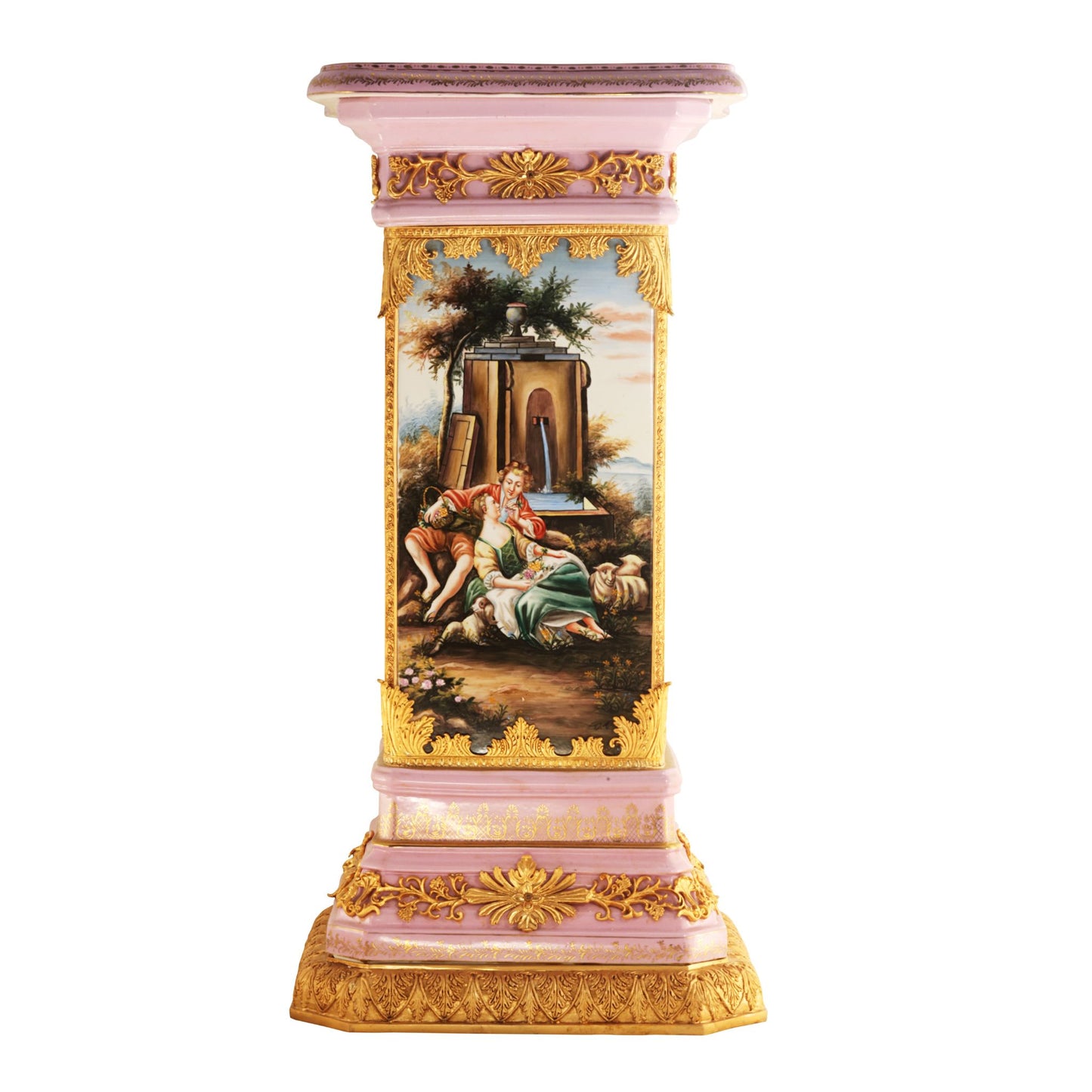 Pink Hand-painted Porcelain Side Table