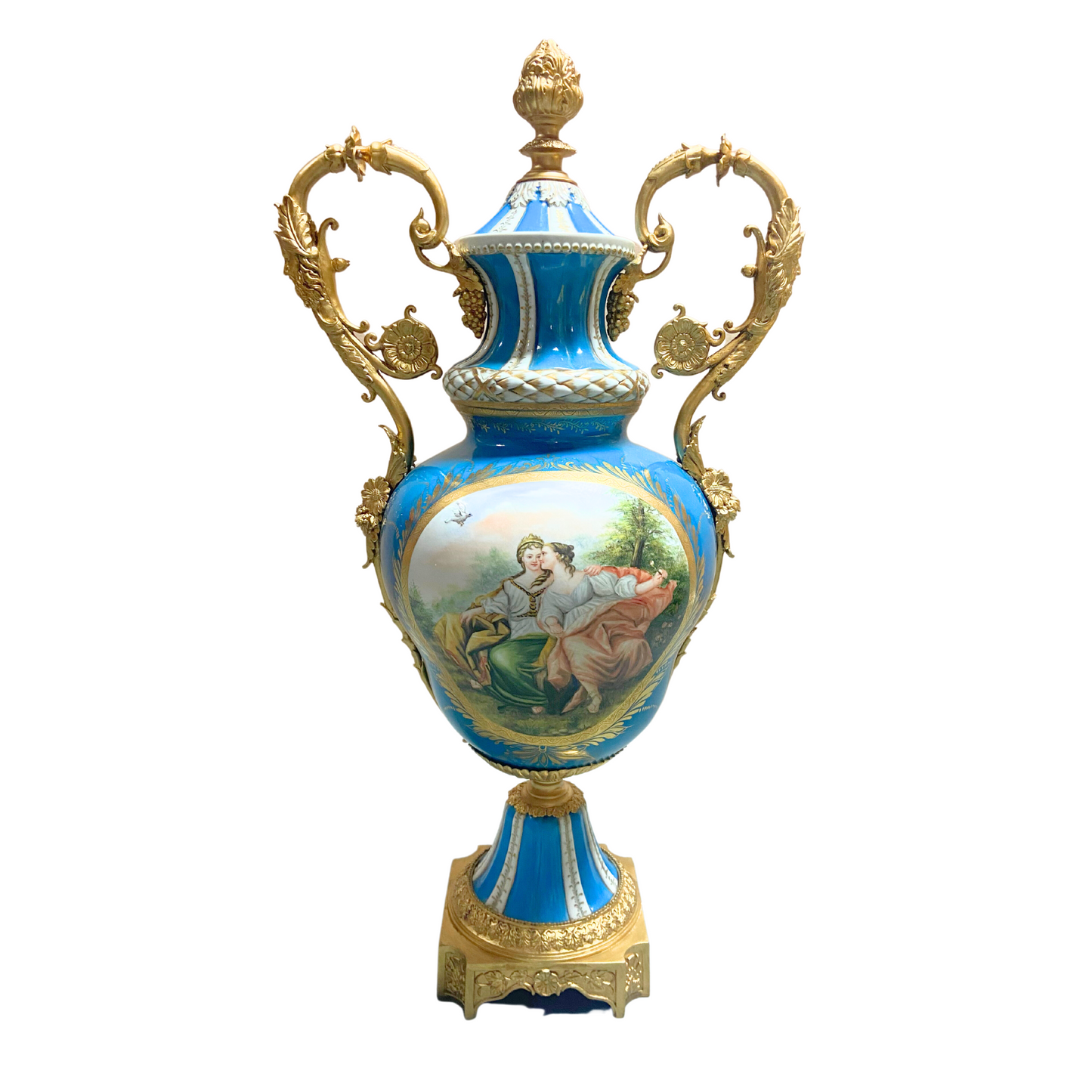 Hand-Painted Ornate Handle Society Vase