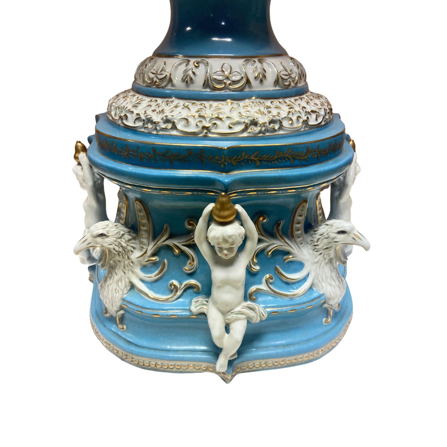 Hand Painted Eagle Handle Society Vase