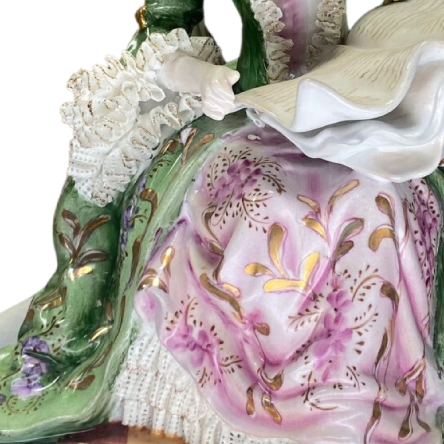 Hand-painted Net Lace Porcelain Reading Lady Figurine