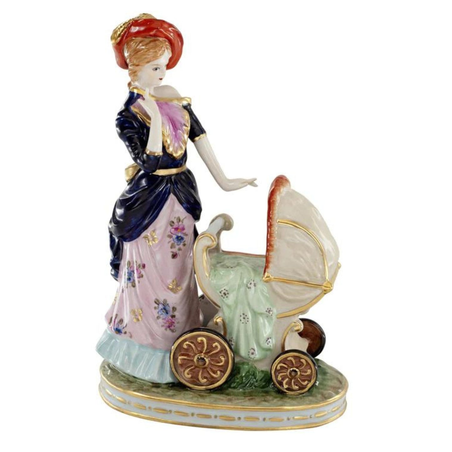 Figura Porcelana Madre Con Cochecito