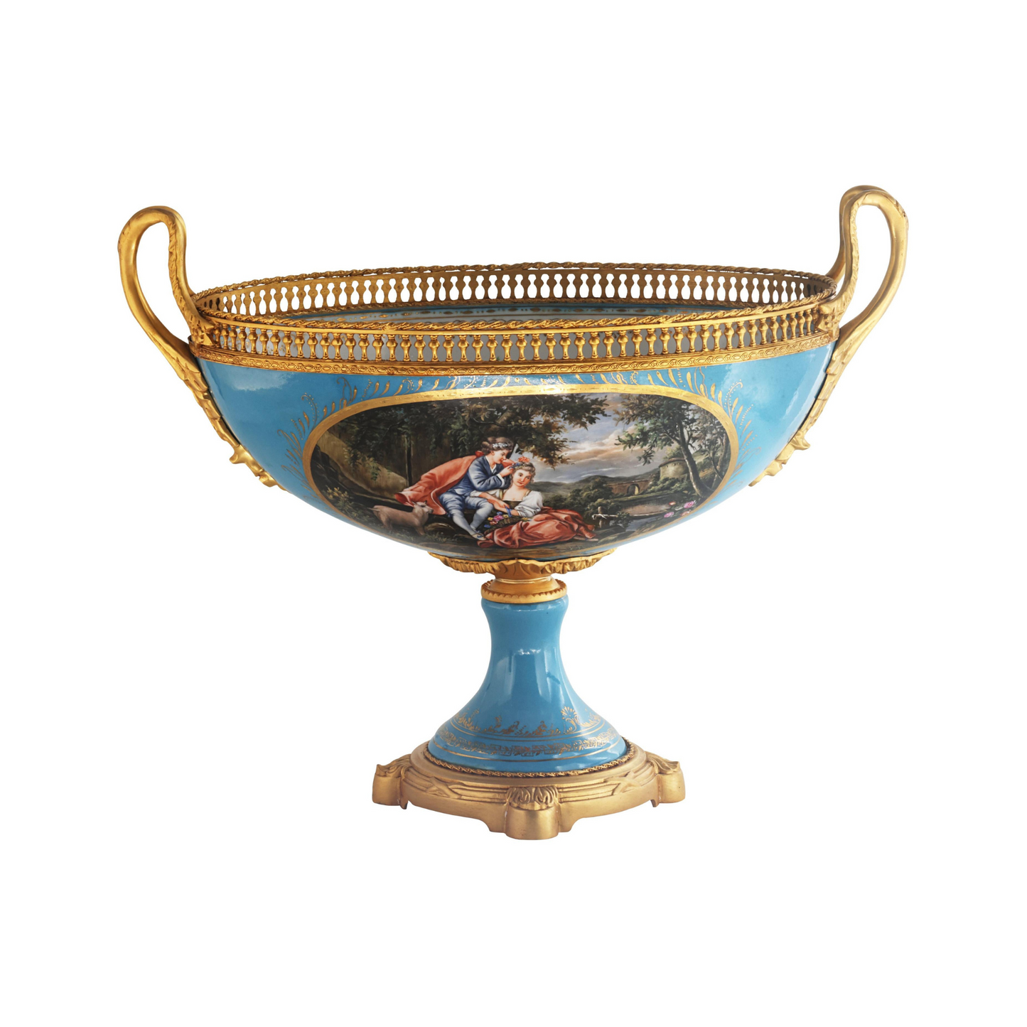 Romantic Porcelain and Bronze Serving Bowl