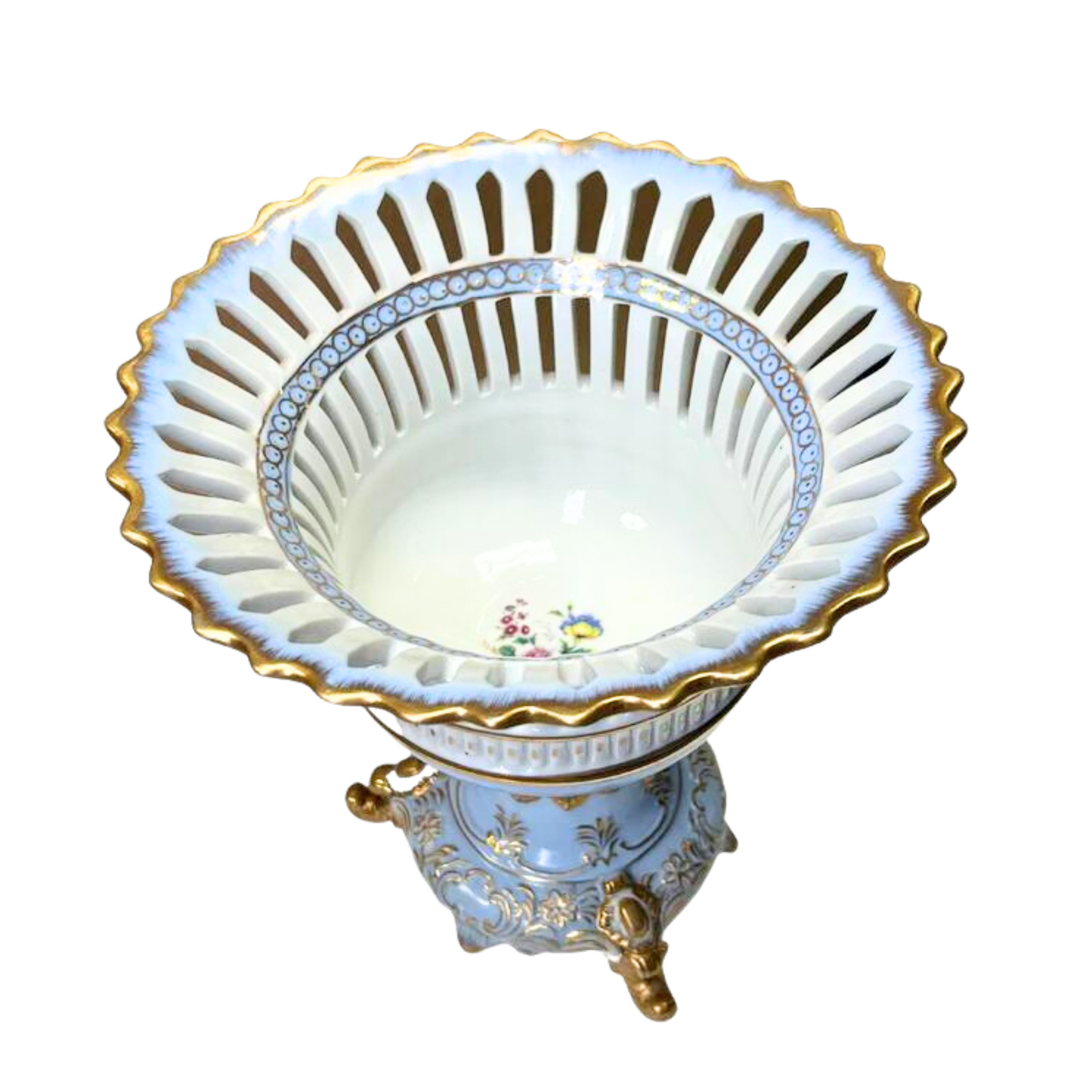 Decorative Fruit Bowl with Flower Motif