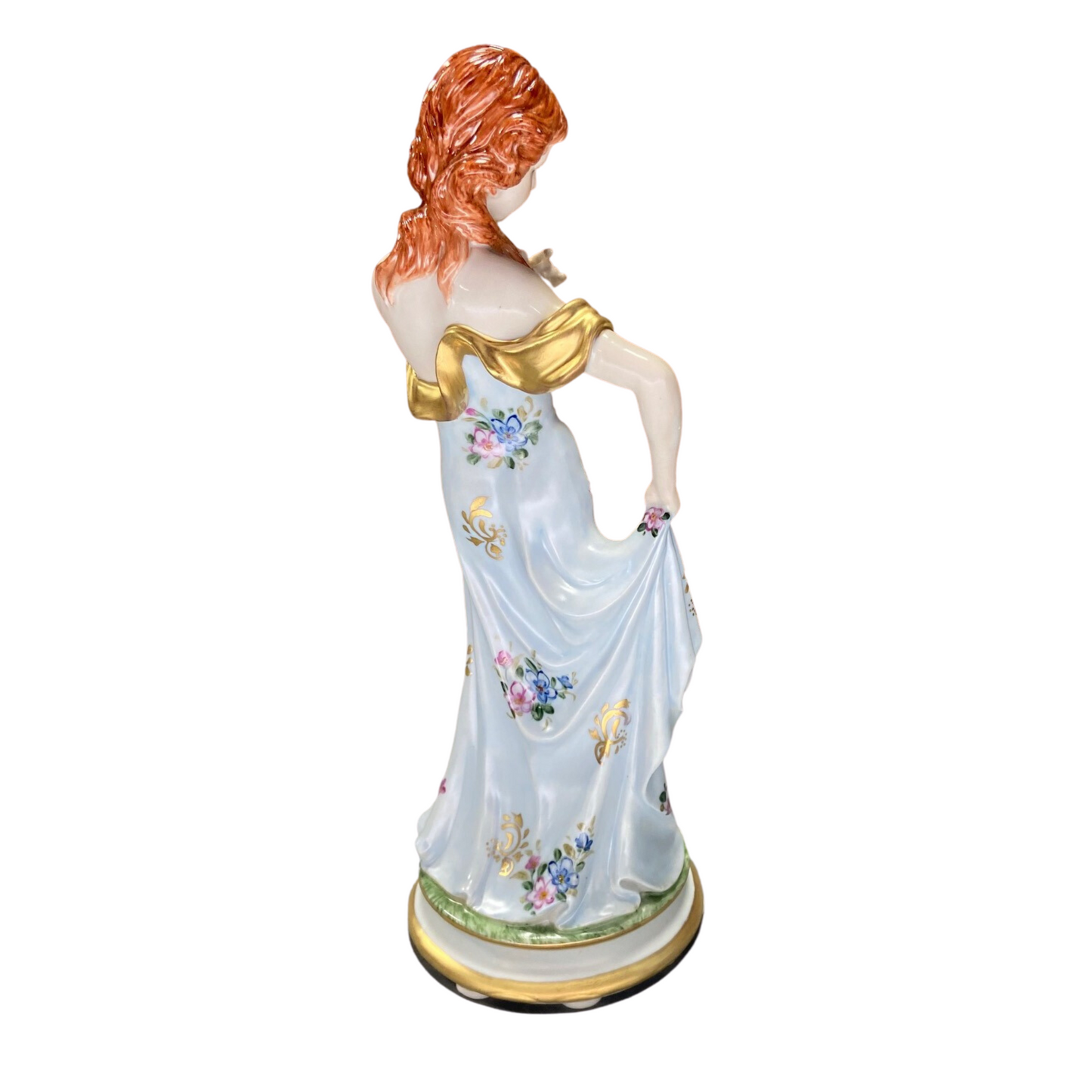 Figura de porcelana Mujer con vestido azul y dorado