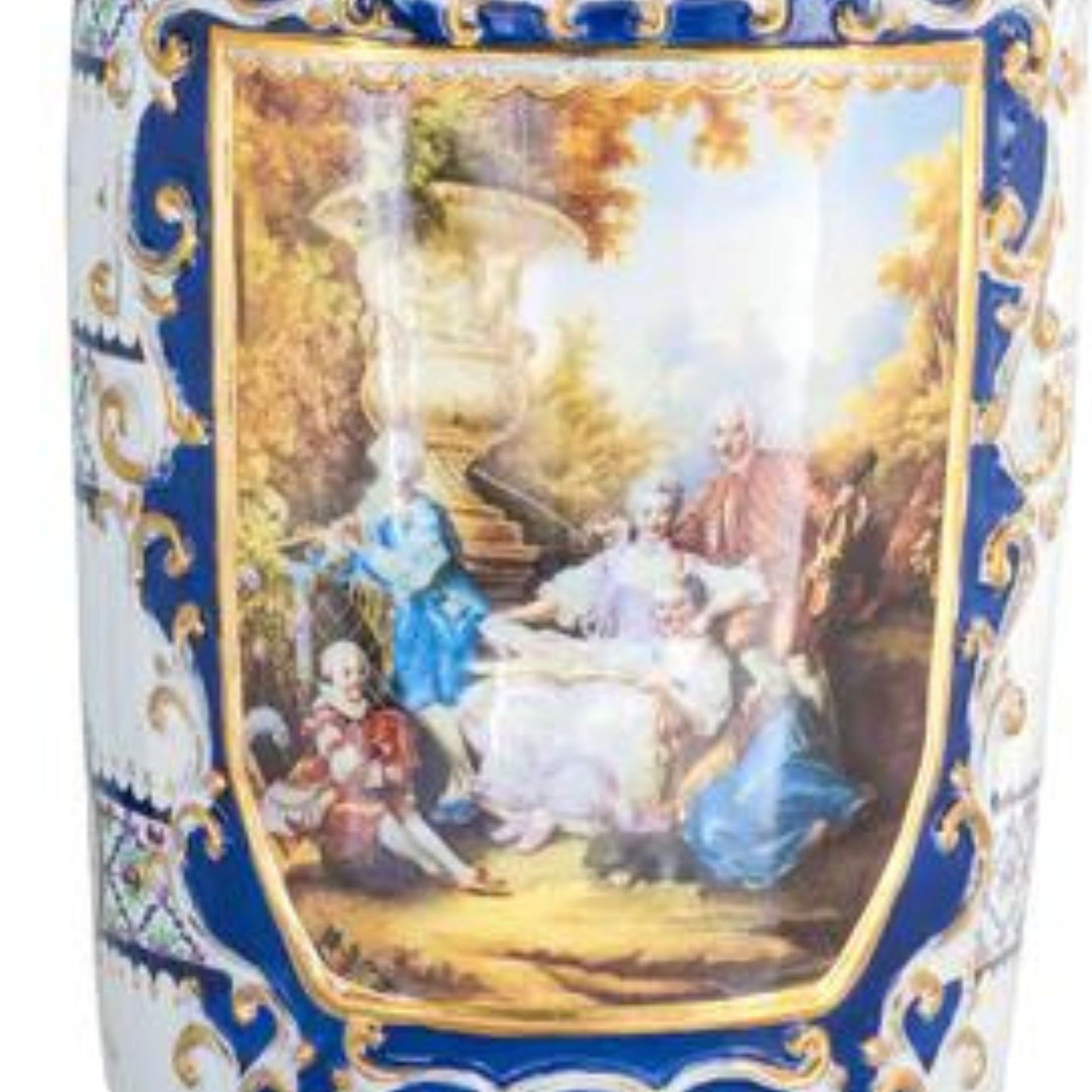 Hand-painted Rococo Style Motif Vase in White