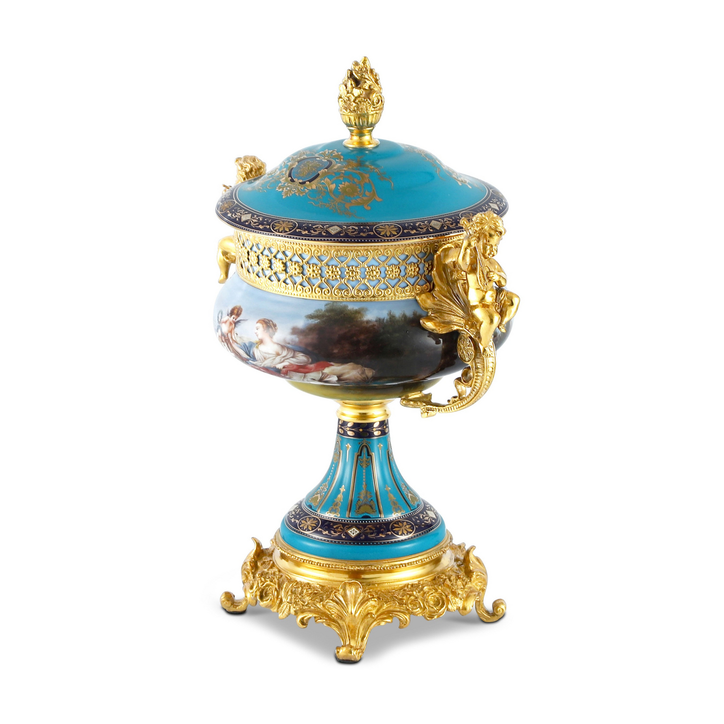 DECOELEVEN ™ Cherub Porcelain and Bronze Jar