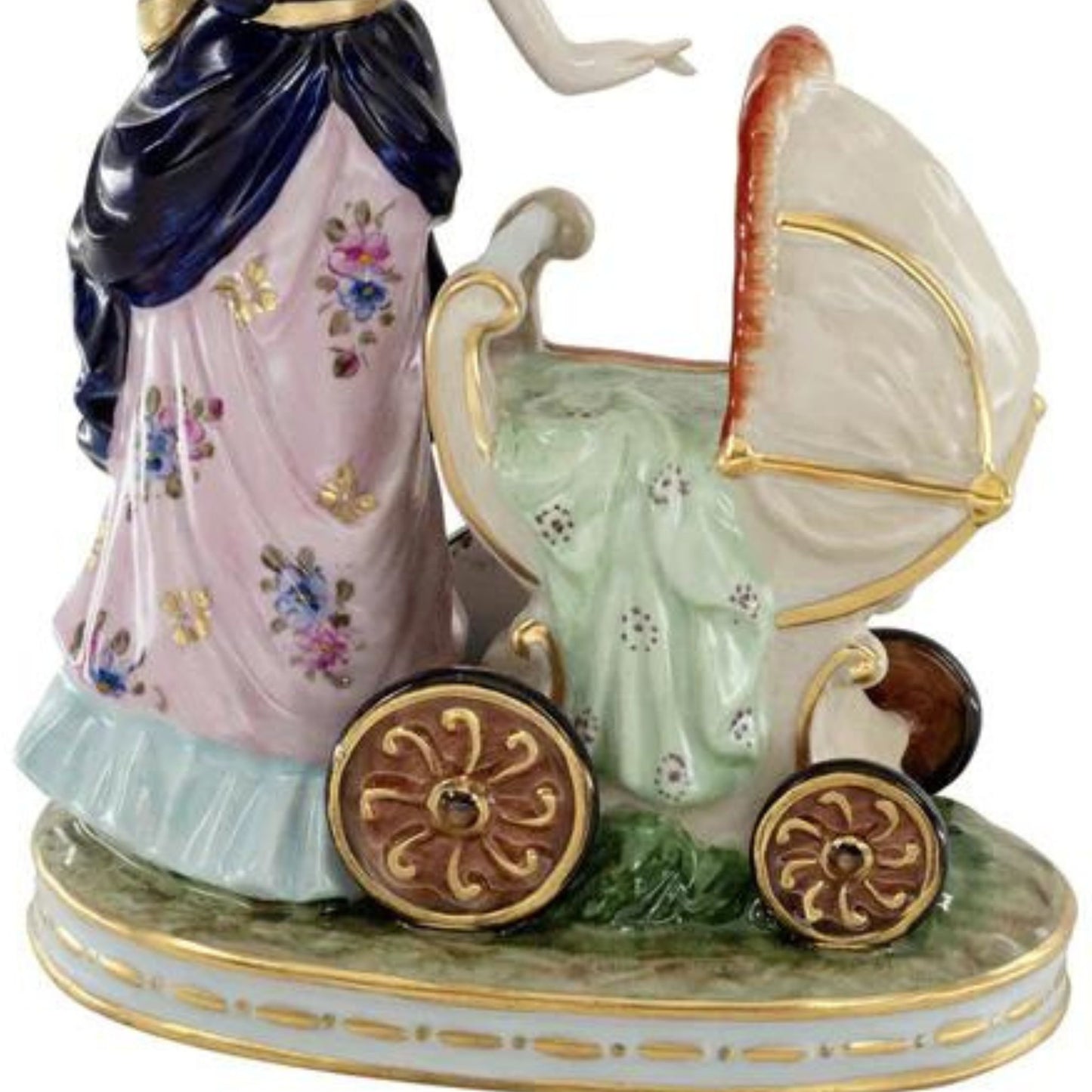 Figura Porcelana Madre Con Cochecito