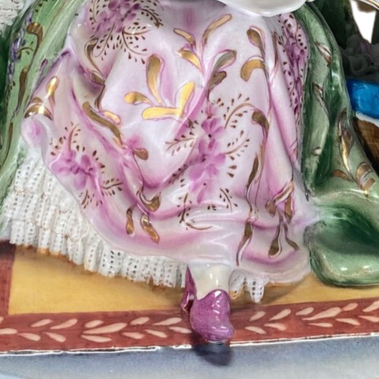 Hand-painted Net Lace Porcelain Reading Lady Figurine
