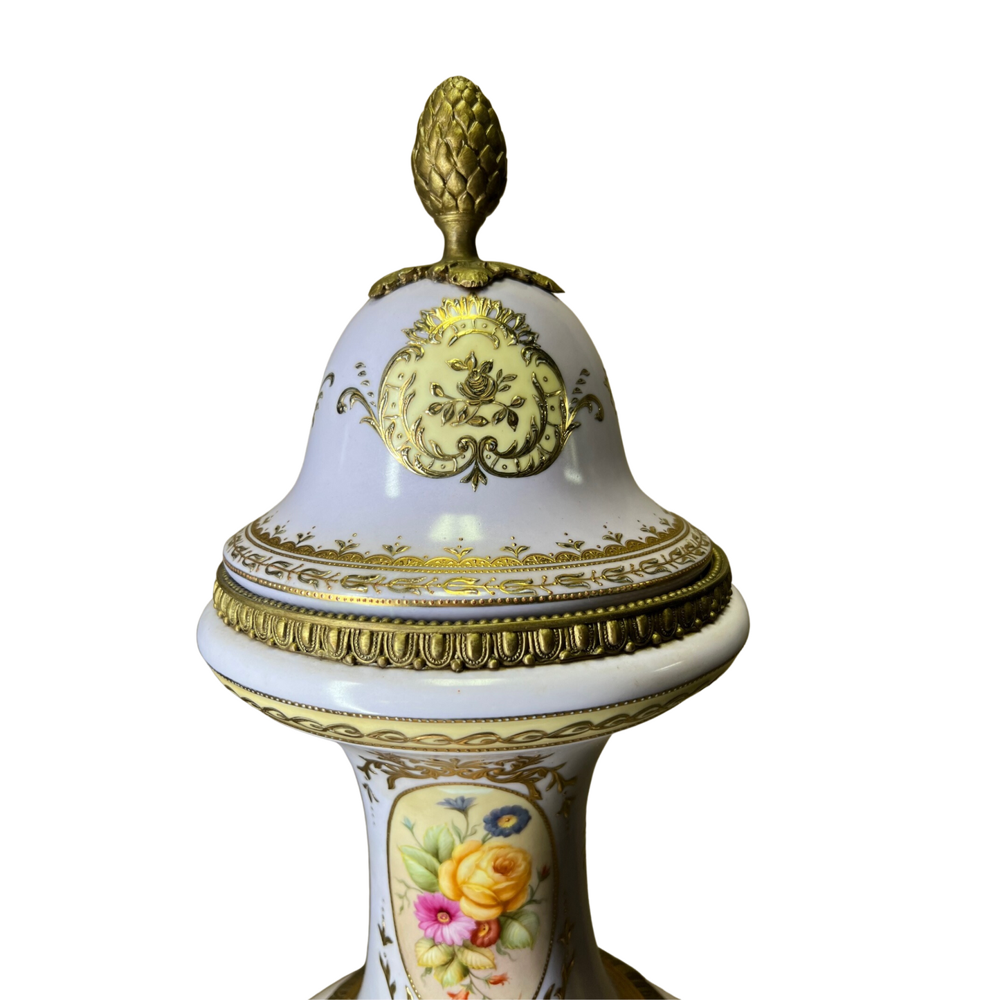 Baby Pink Louis XV Style Porcelain & Bronze Urn