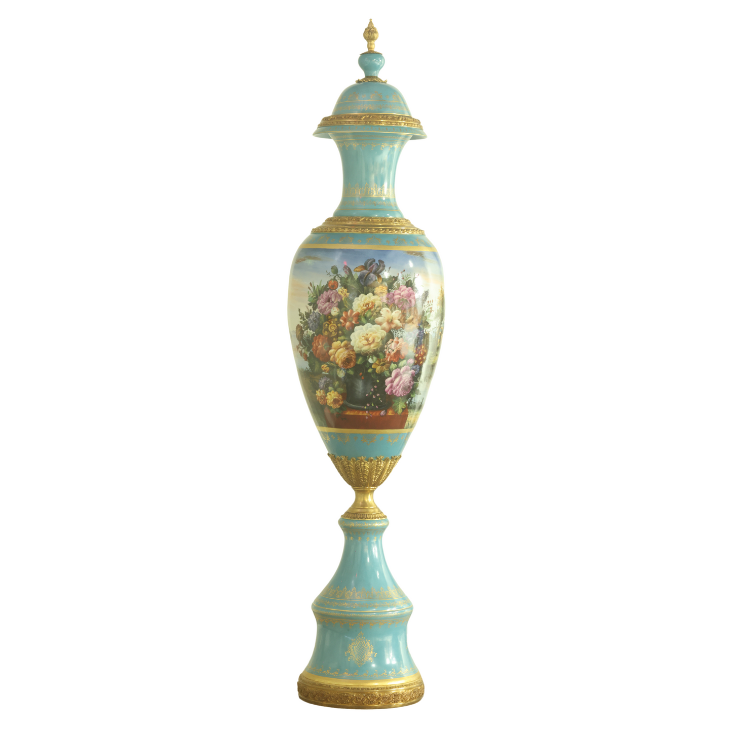 Large Hand-painted Baroque Floral Urn
