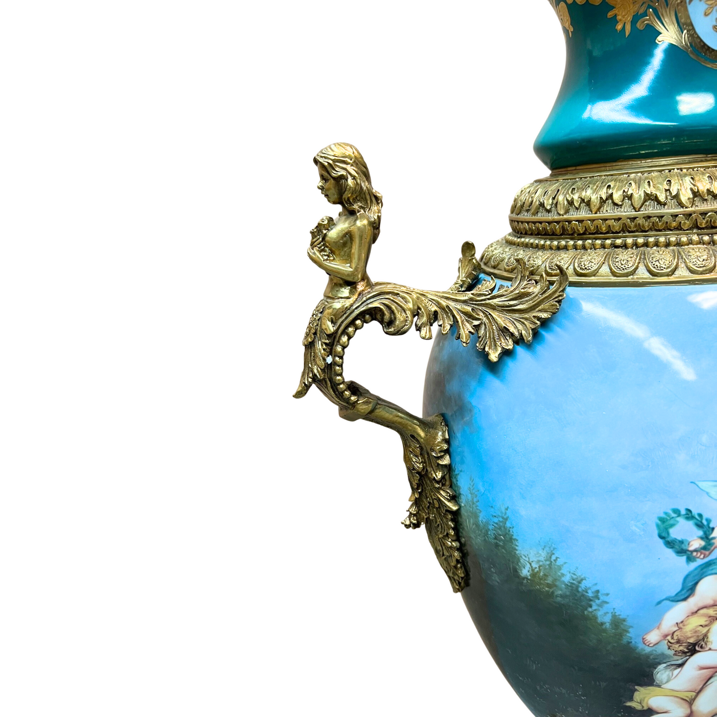 Large Mythological Rococo Style Porcelain Urn