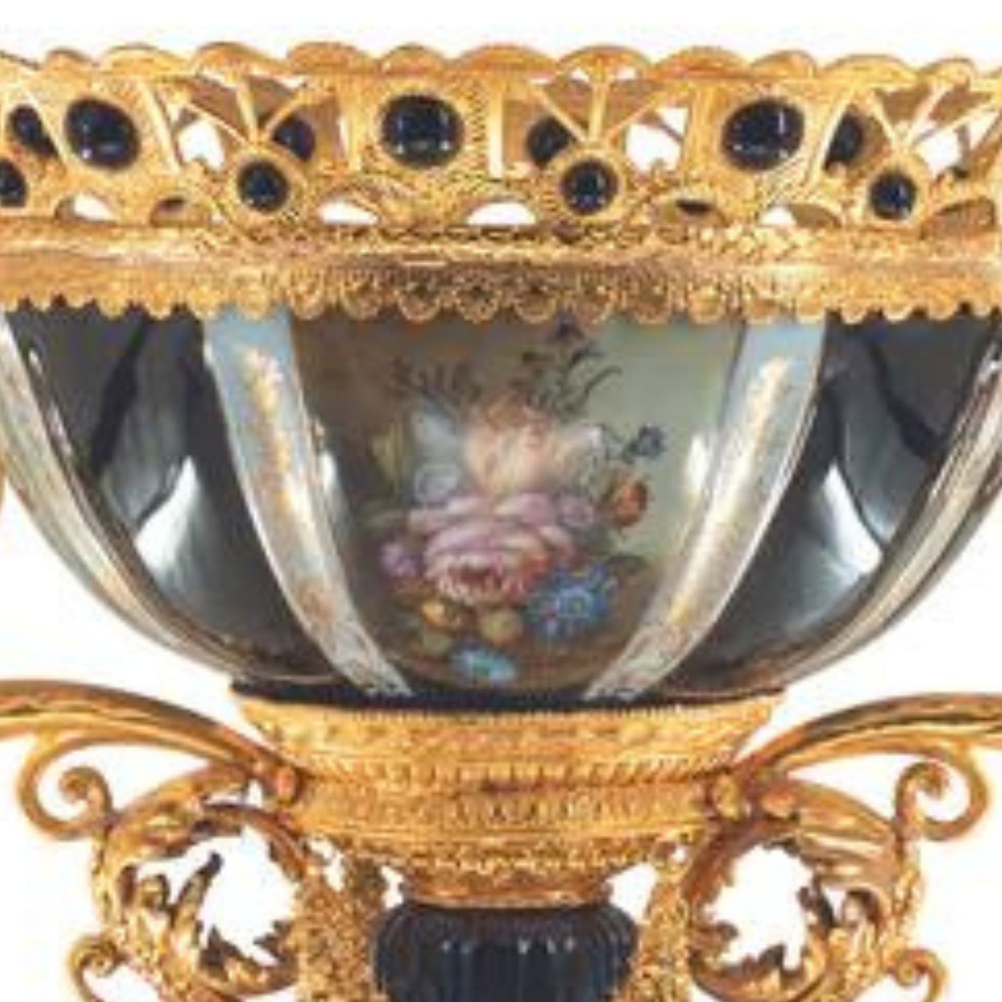 Porcelain Decorative Hand-Painted Center Piece Bowl & Candelabra