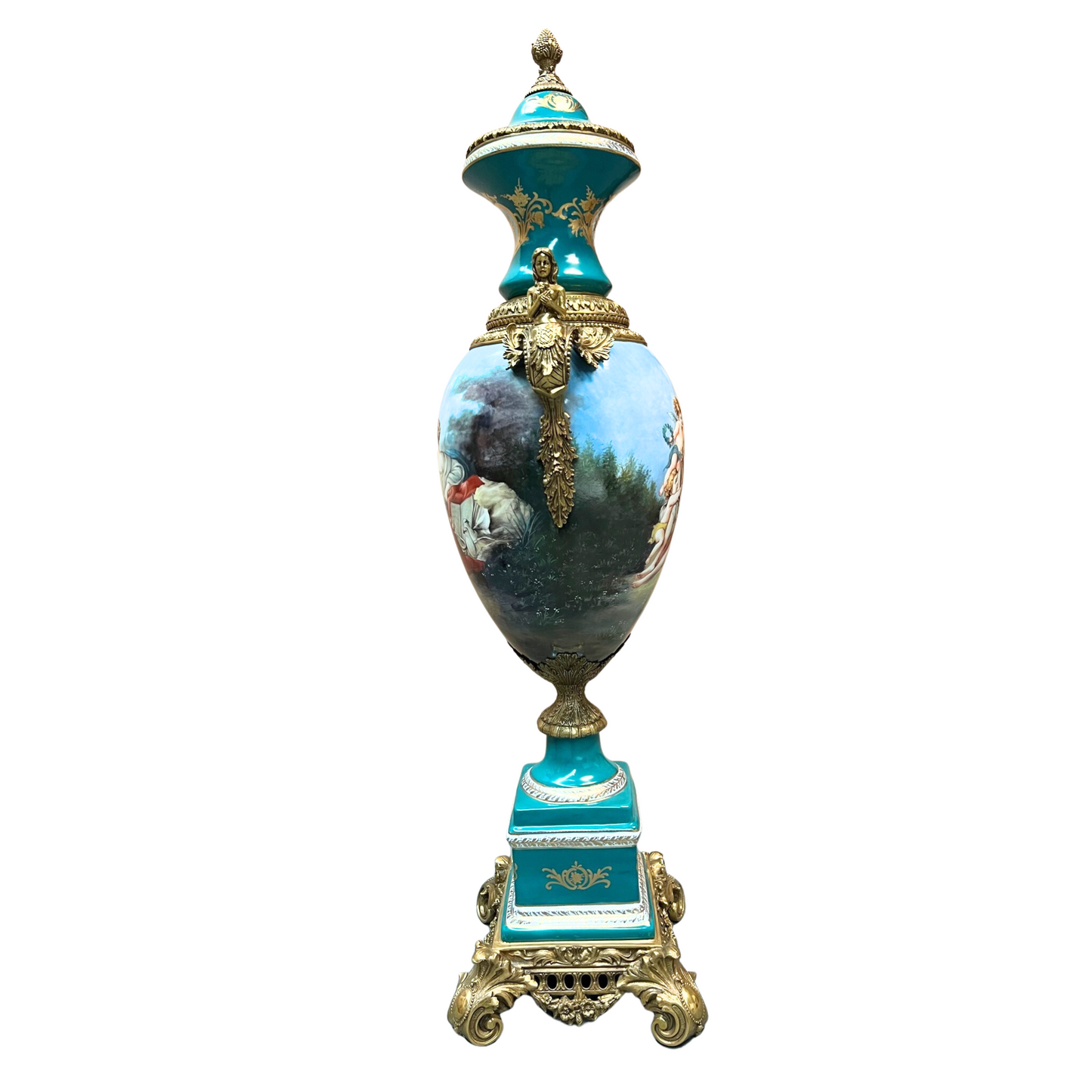 Large Mythological Rococo Style Porcelain Urn
