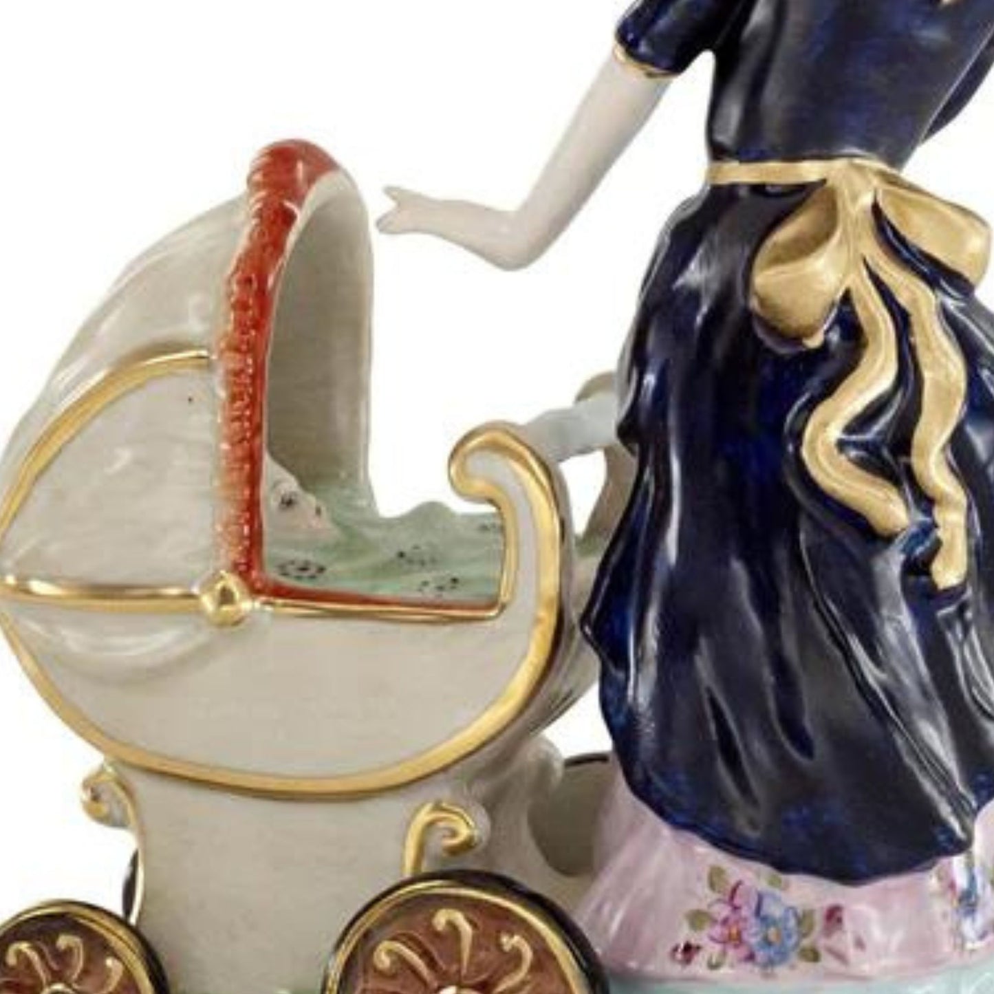 Mother With Stroller Porcelain Figurine