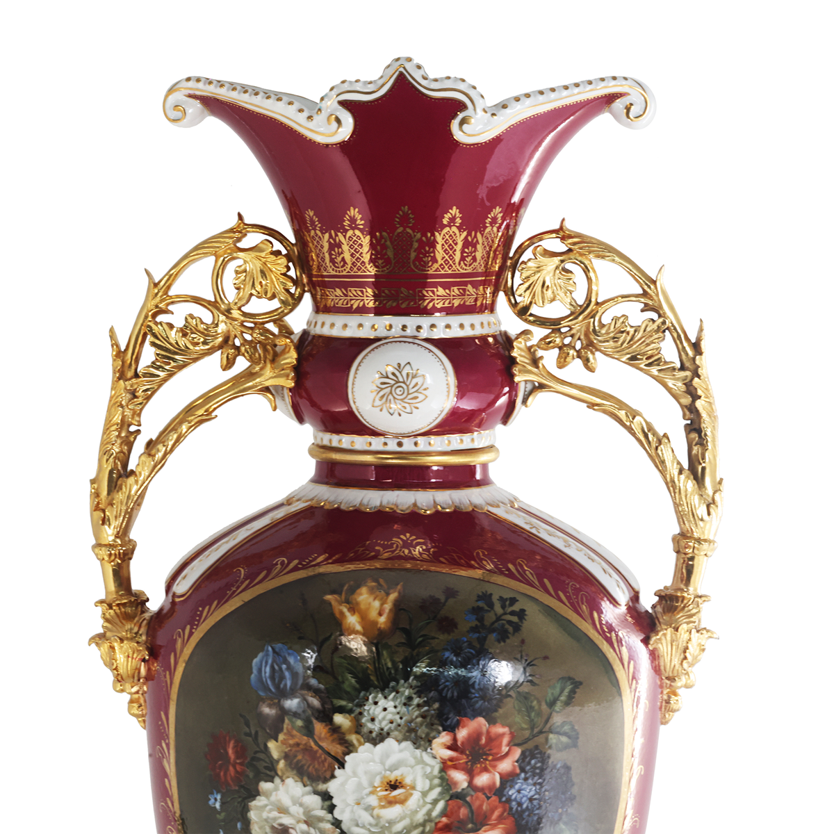 Metallic Rococo Vine Rococo Style Vase with Hand-painted Motif & Vine Handles – BuyU