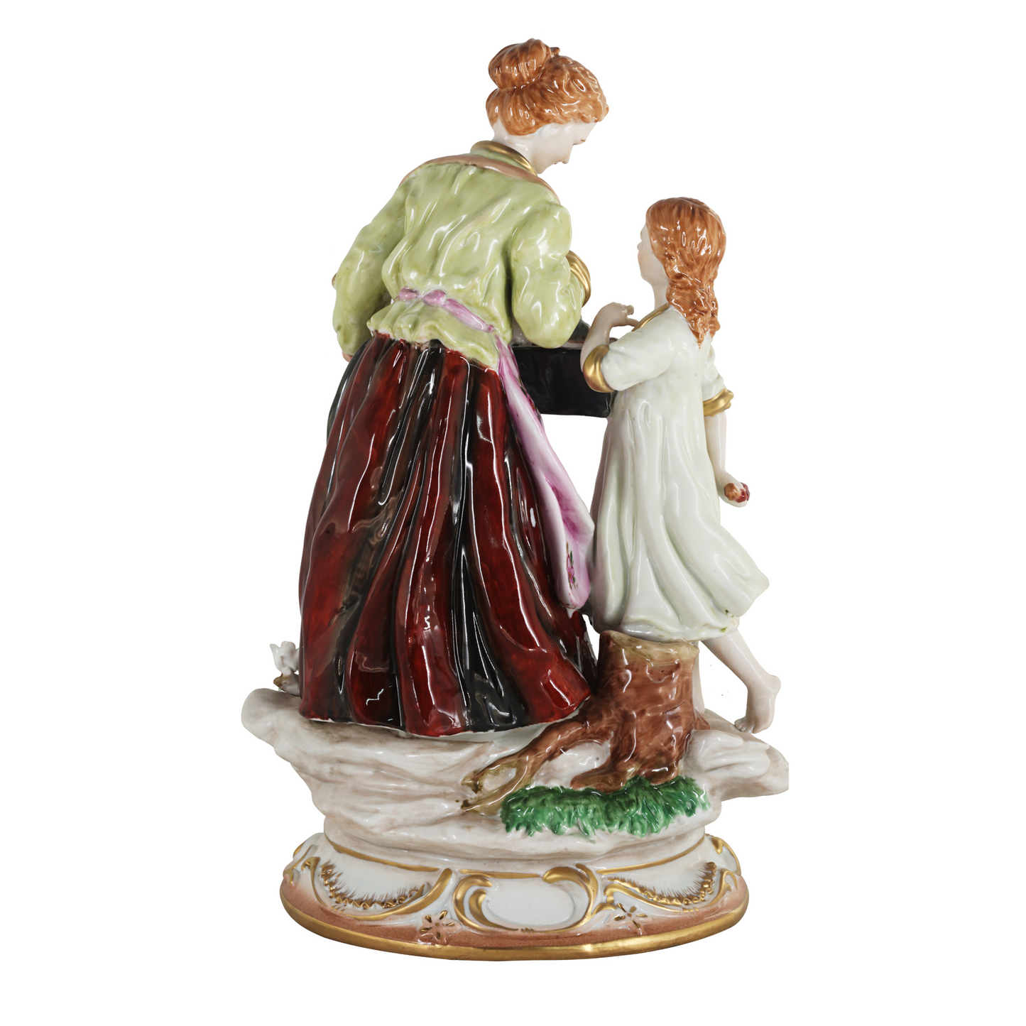 Lady Puppeteer and Child Porcelain Figurine