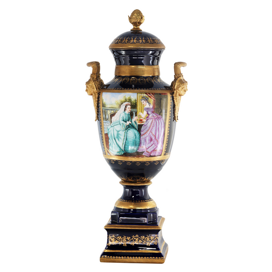 Gorgeous Hand-painted Porcelain And Bronze Vase