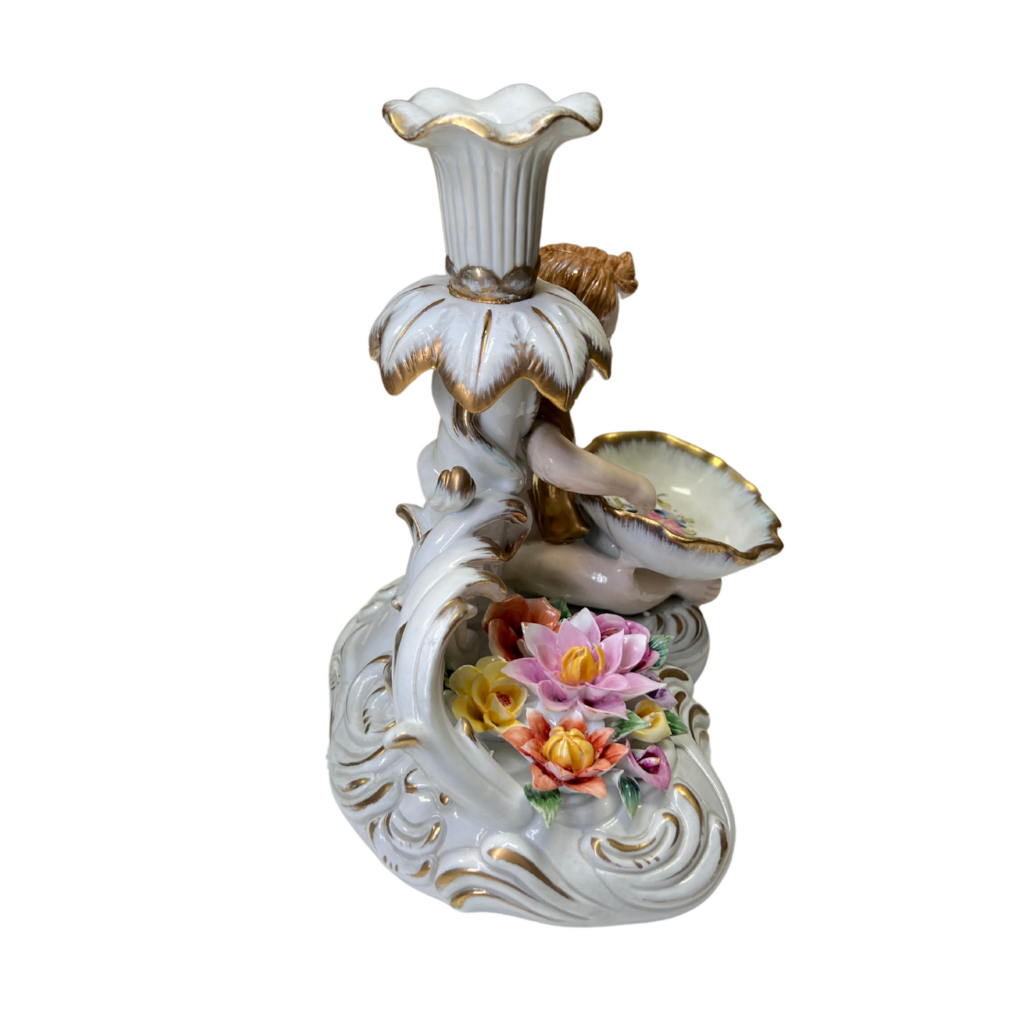 Hand-painted Cherub Candlestick Holder