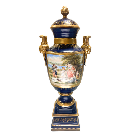 Gorgeous Hand-painted Porcelain And Bronze Vase