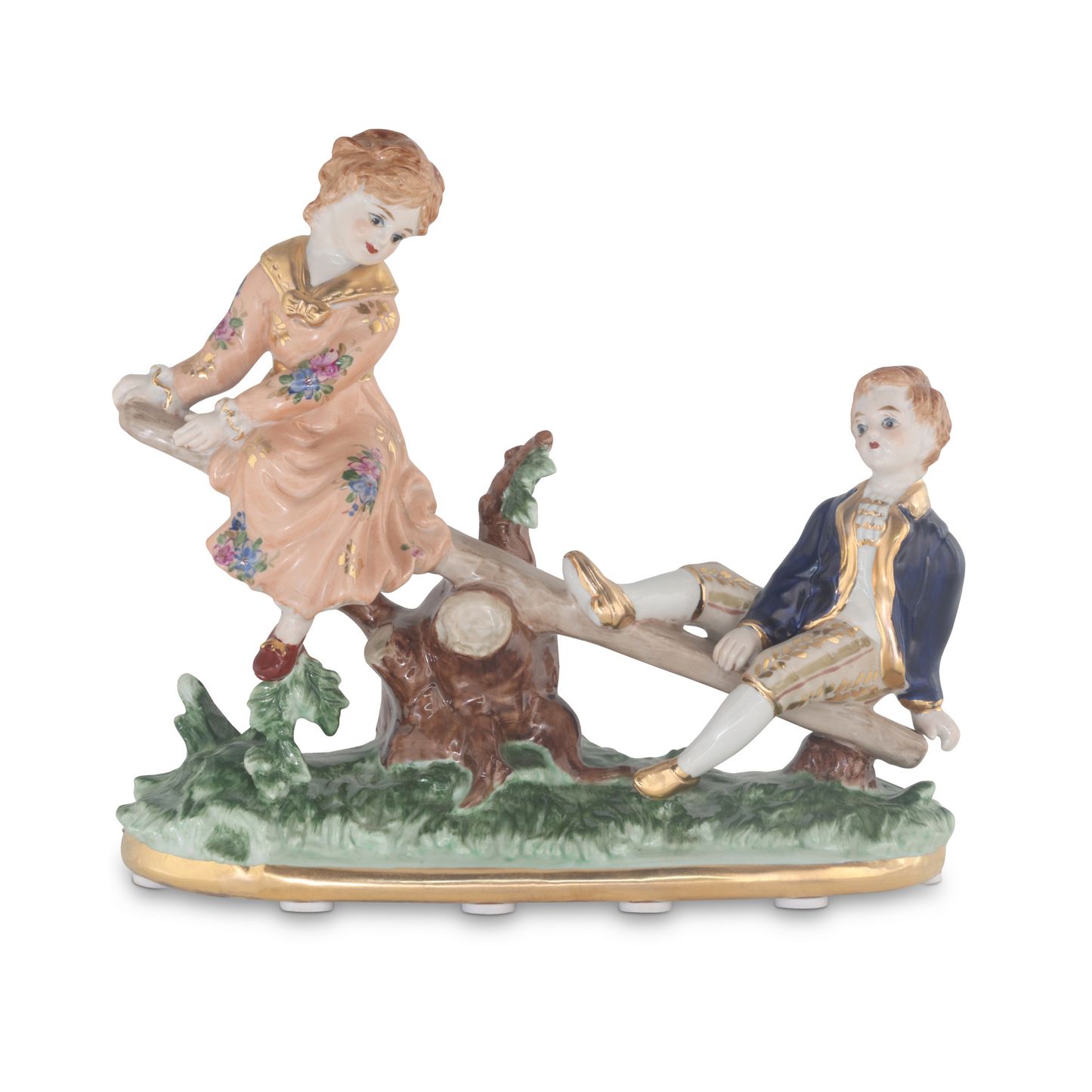 Children Playing In Nature Porcelain Figurine
