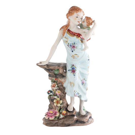 Hand-painted Mother and Child Porcelain Figurine