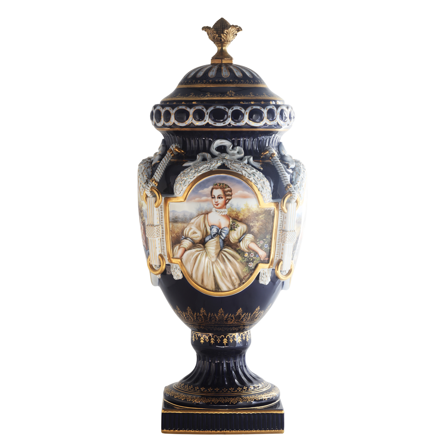 Hand Painted Rococo Style Porcelain Vase