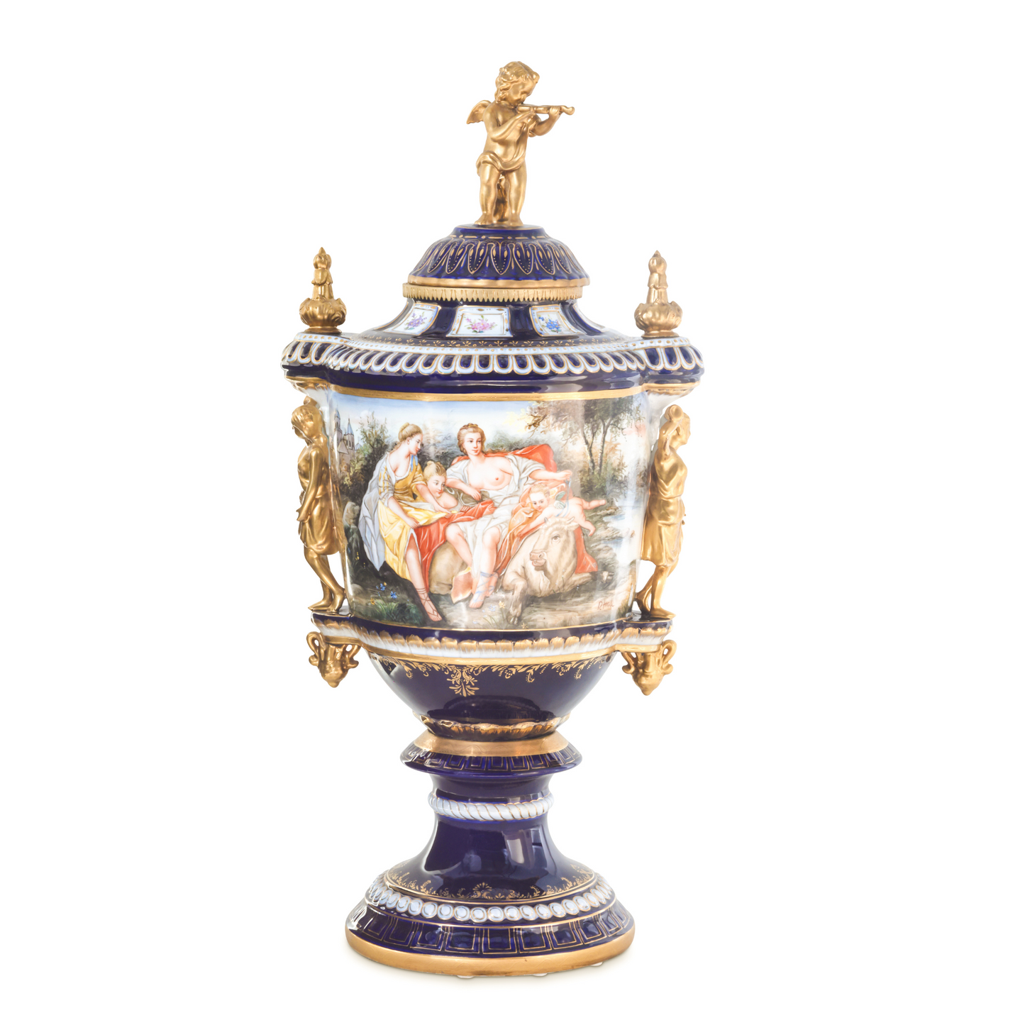 Porcelain Lady Handle mythological Urn