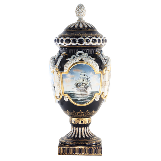 Hand Painted Rococo Style Nautical Porcelain Vase