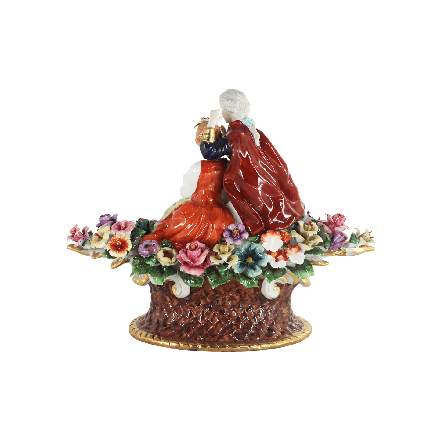 Courtship By Bed of Flowers Porcelain Figurine