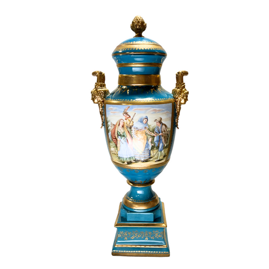 Gorgeous Hand-painted Porcelain And Bronze Vase