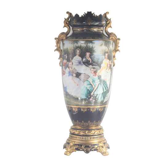 Rococo Style Vase with Hand-painted Motif