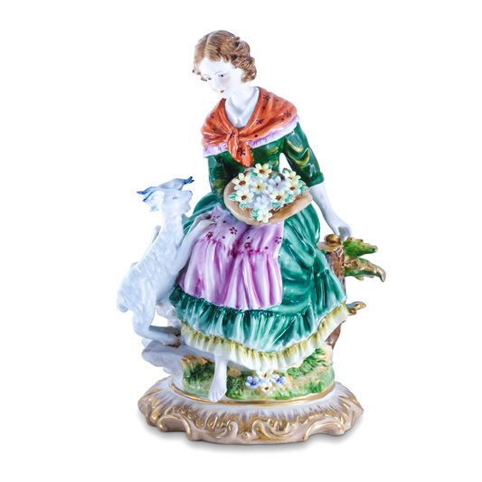 Lady With Goat Porcelain Figurine