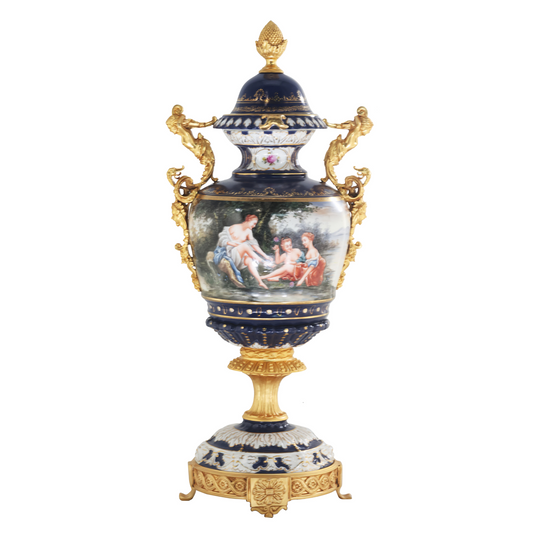 Bronze Handle Rococo Porcelain Vase