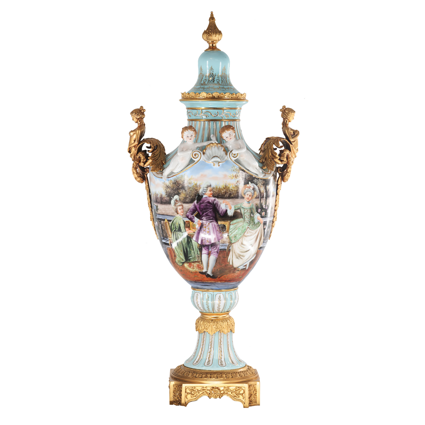 Gorgeous Rococo Style Hand-painted Porcelain Vase