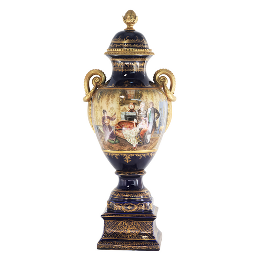 Gorgeous Hand-painted Porcelain And Bronze Vase