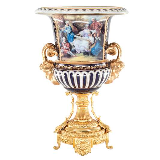 Small Rococo Style Vase with Hand-painted Motif