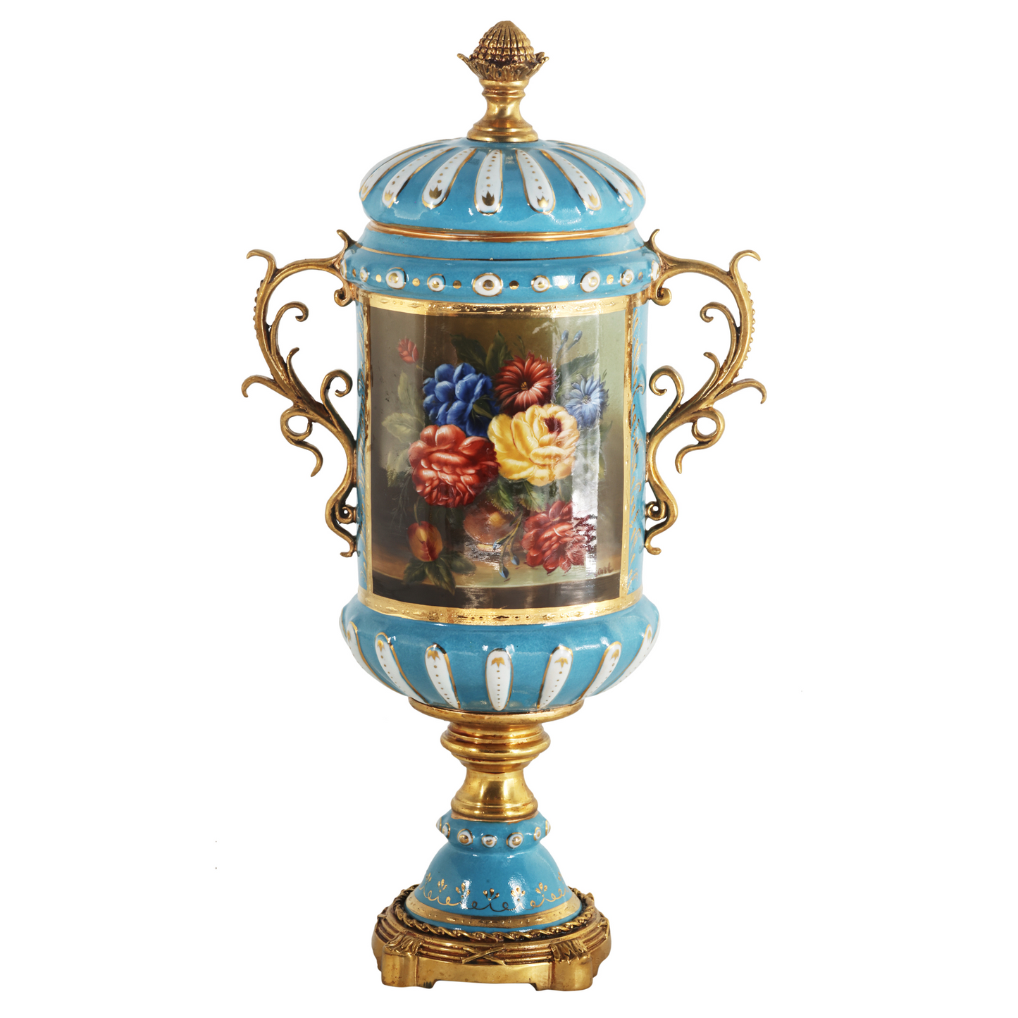 Hand-painted Baroque Floral Motif Jar