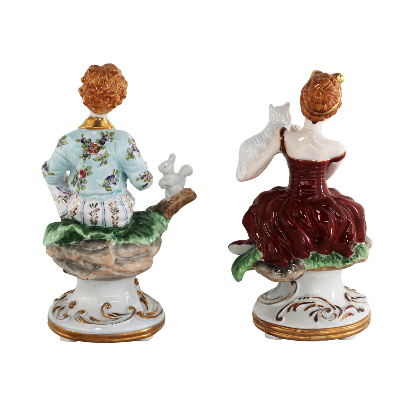 Rococo Style Porcelain Young Girl & Boy Figurine Pair