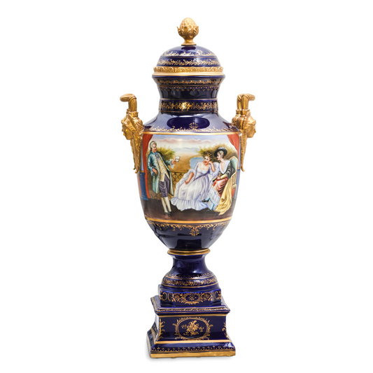 Gorgeous Hand-painted Porcelain And Bronze Vase