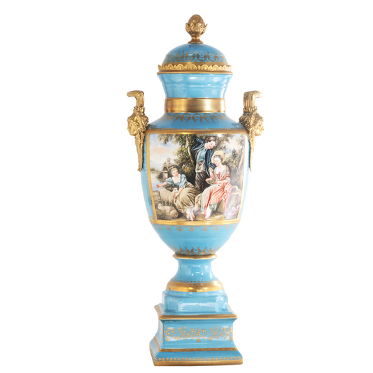 Gorgeous Hand-painted Porcelain And Bronze Vase