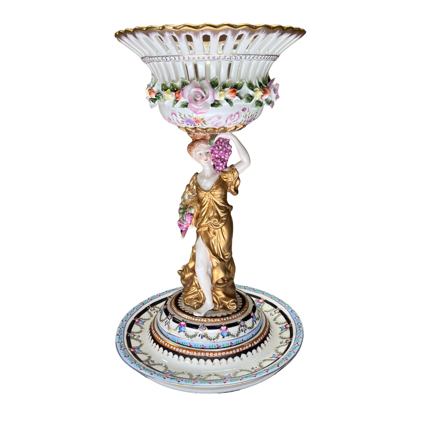 Rococo Style Porcelain Bowl Muse With Grapes