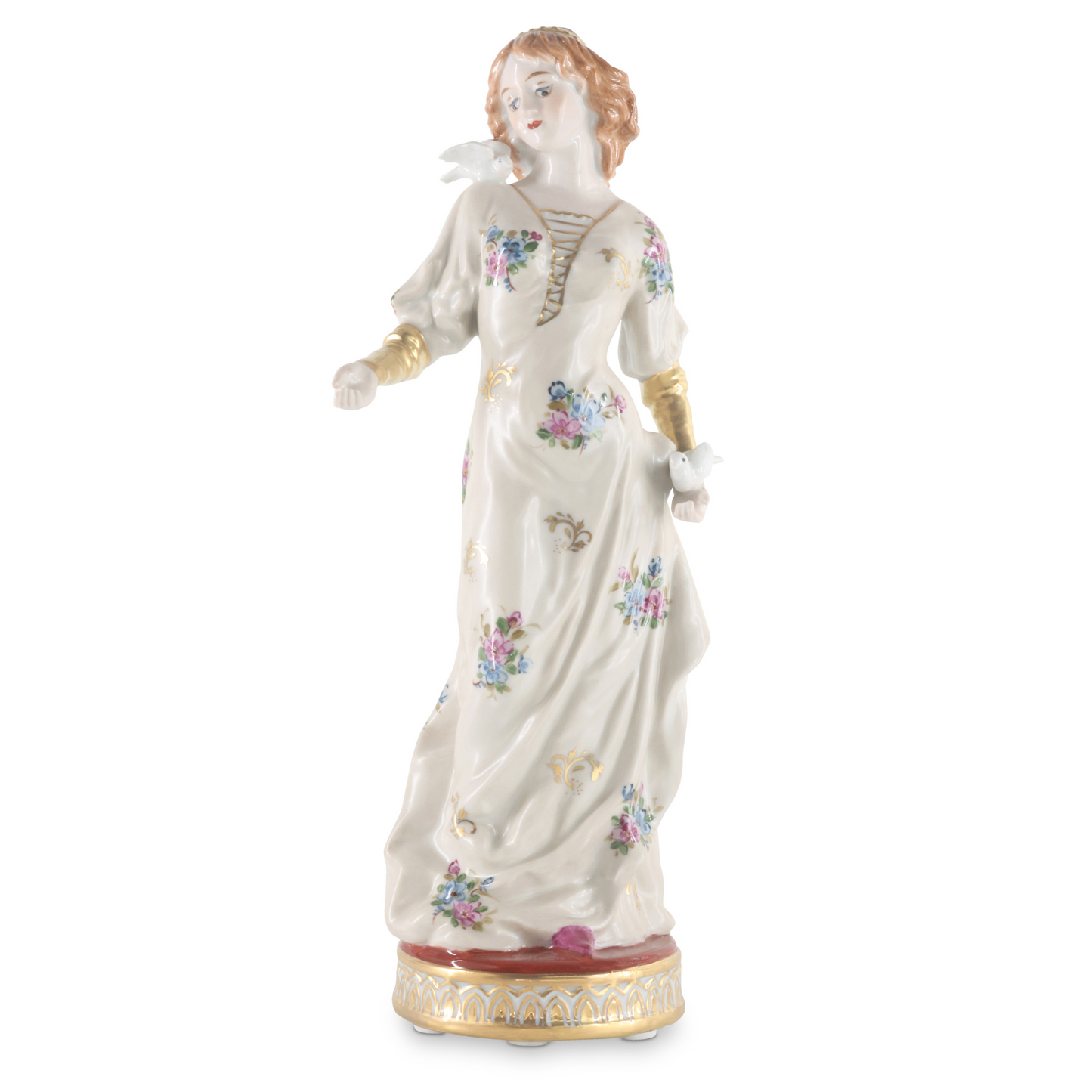 Woman Holding Doves Porcelain Figurine