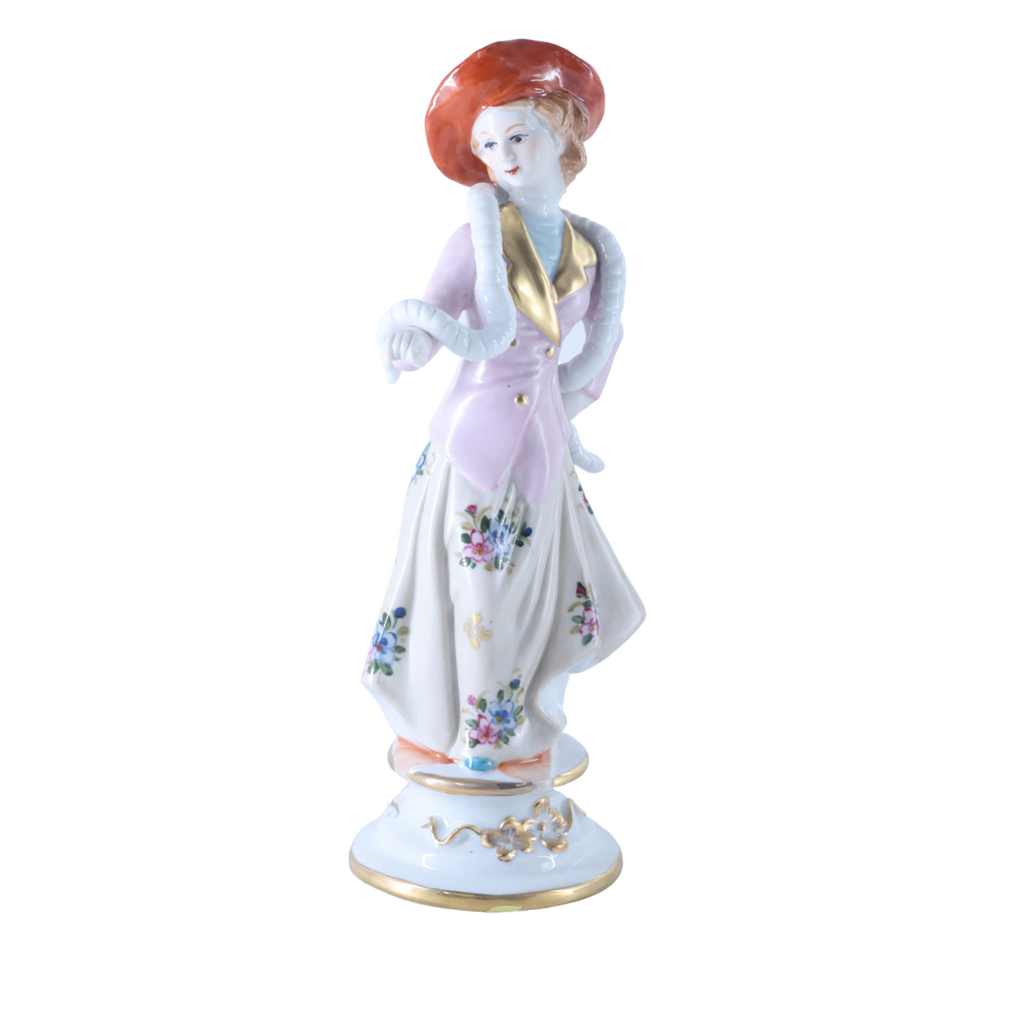 Rococo Style Lady With Snake Porcelain Figurine