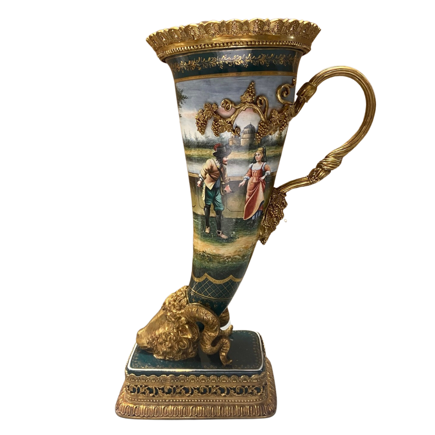 Rococo Hand-painted Style Tall Vase