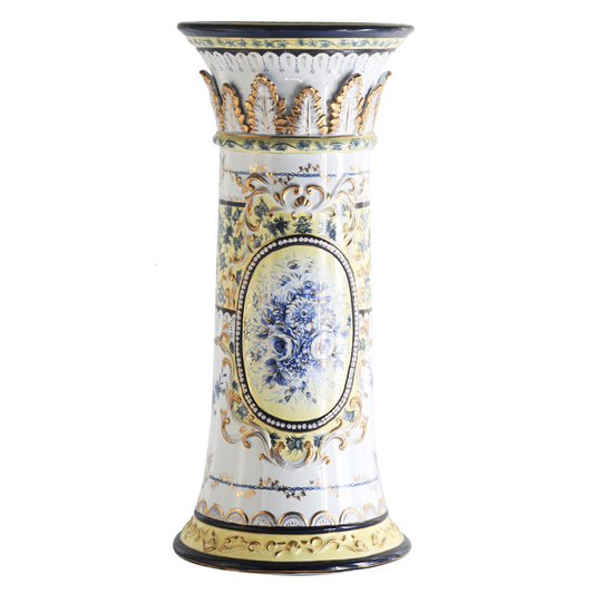 Hand-painted Baroque Style Flower Pot Pedestal in Gold Baroque Furniture