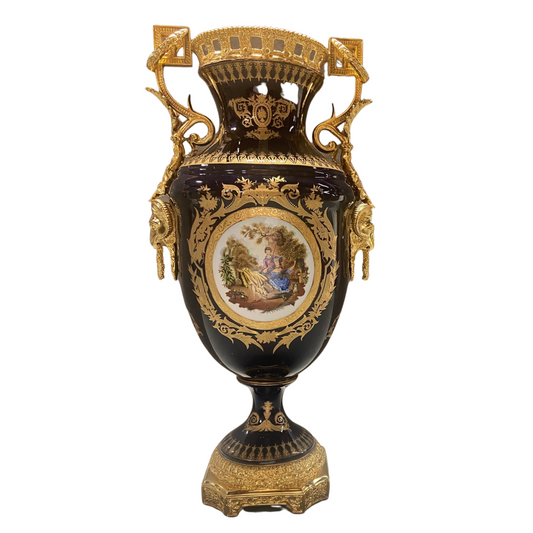 Rococo Style Vase with Hand-painted Motif