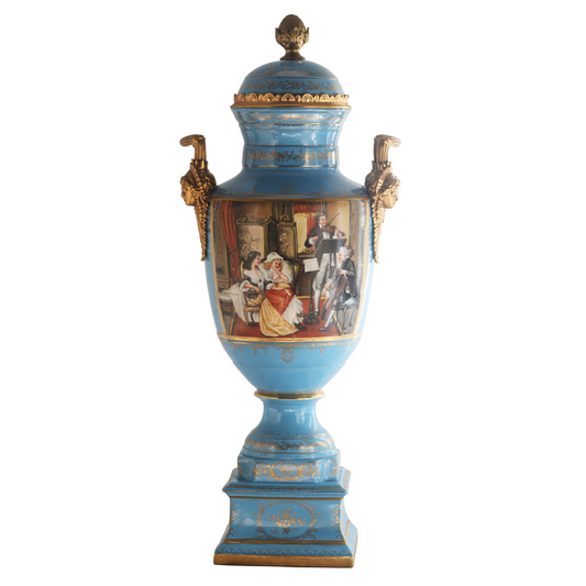 Gorgeous Hand-painted Porcelain And Bronze Vase